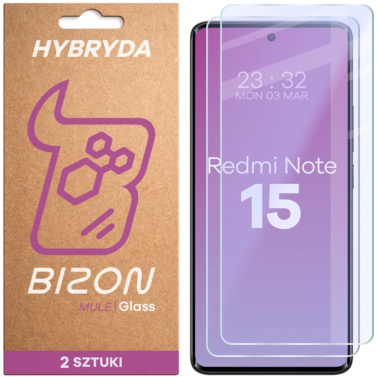 Elastyczne szkło hybrydowe Bizon Hybrid Mule Duo do Xiaomi Redmi Note 15 4G / 5G, 2 sztuki
