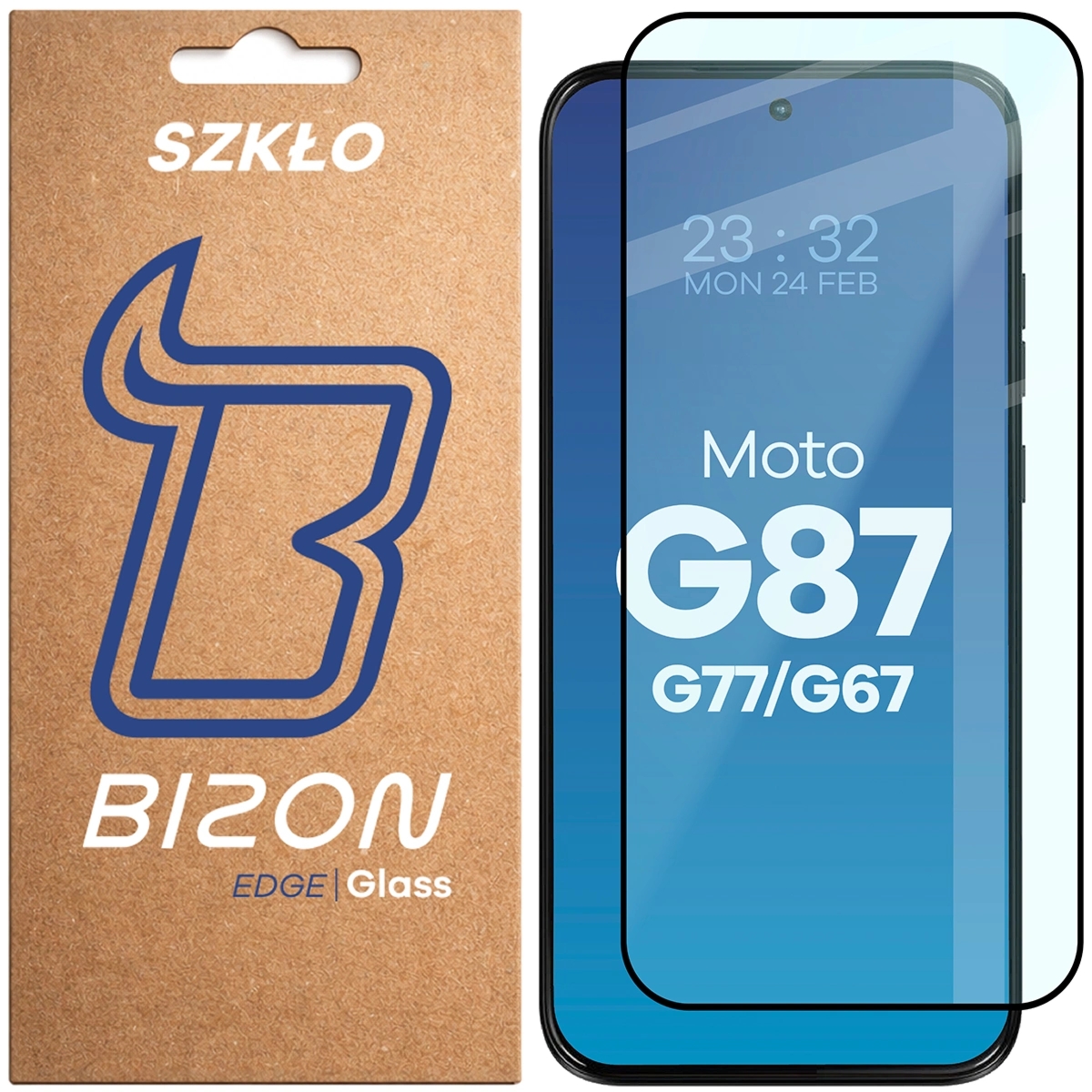 Szkło hartowane Bizon Glass Edge do Motorola Moto G67 5G / G77 5G / G87 5G, czarna ramka