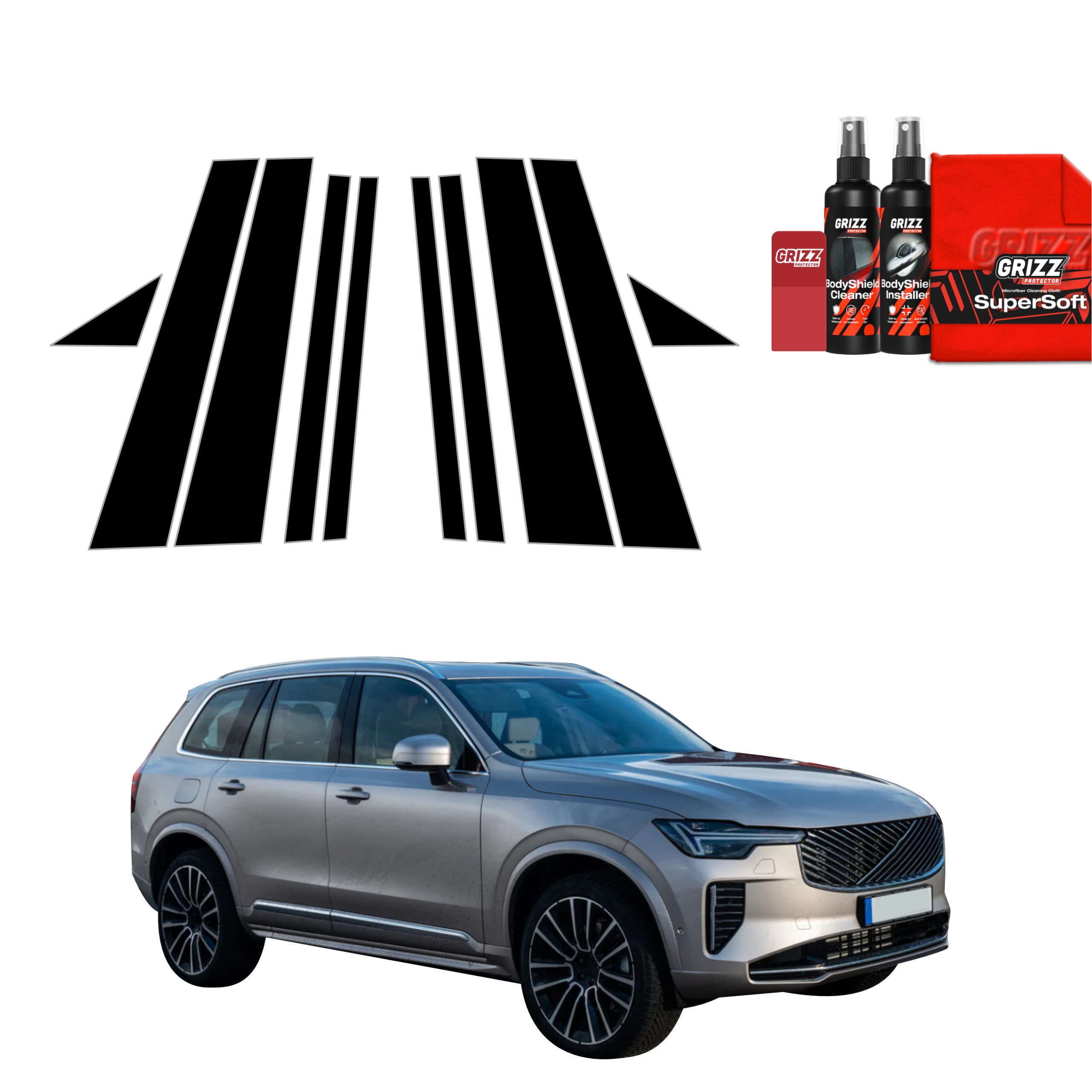 10w1 Czarna folia Grizz Protector na słupki do Volvo XC90 (2026)
