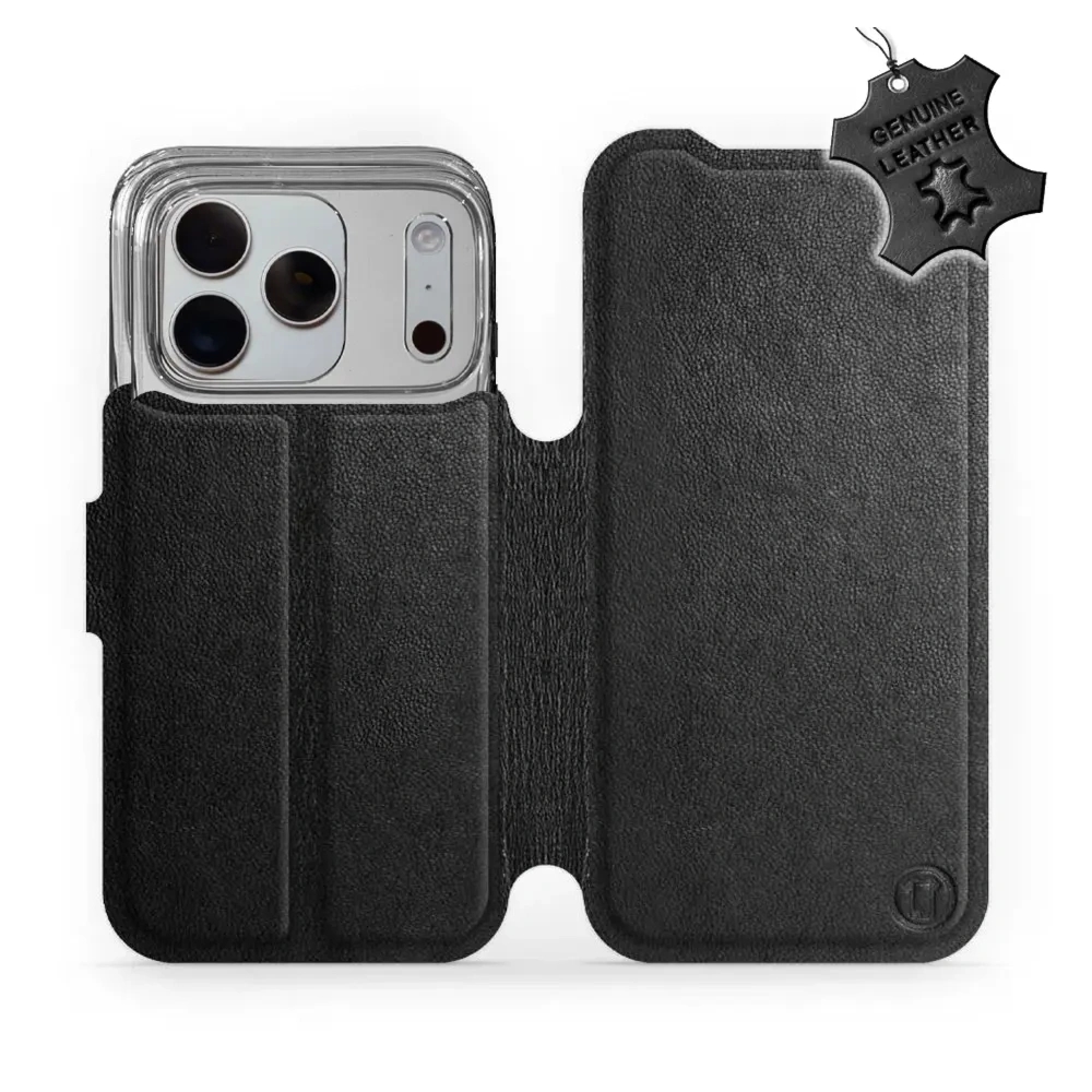 Etui z naturalnej skóry do iPhone 18 Pro, Mobiwear Leather, czarne