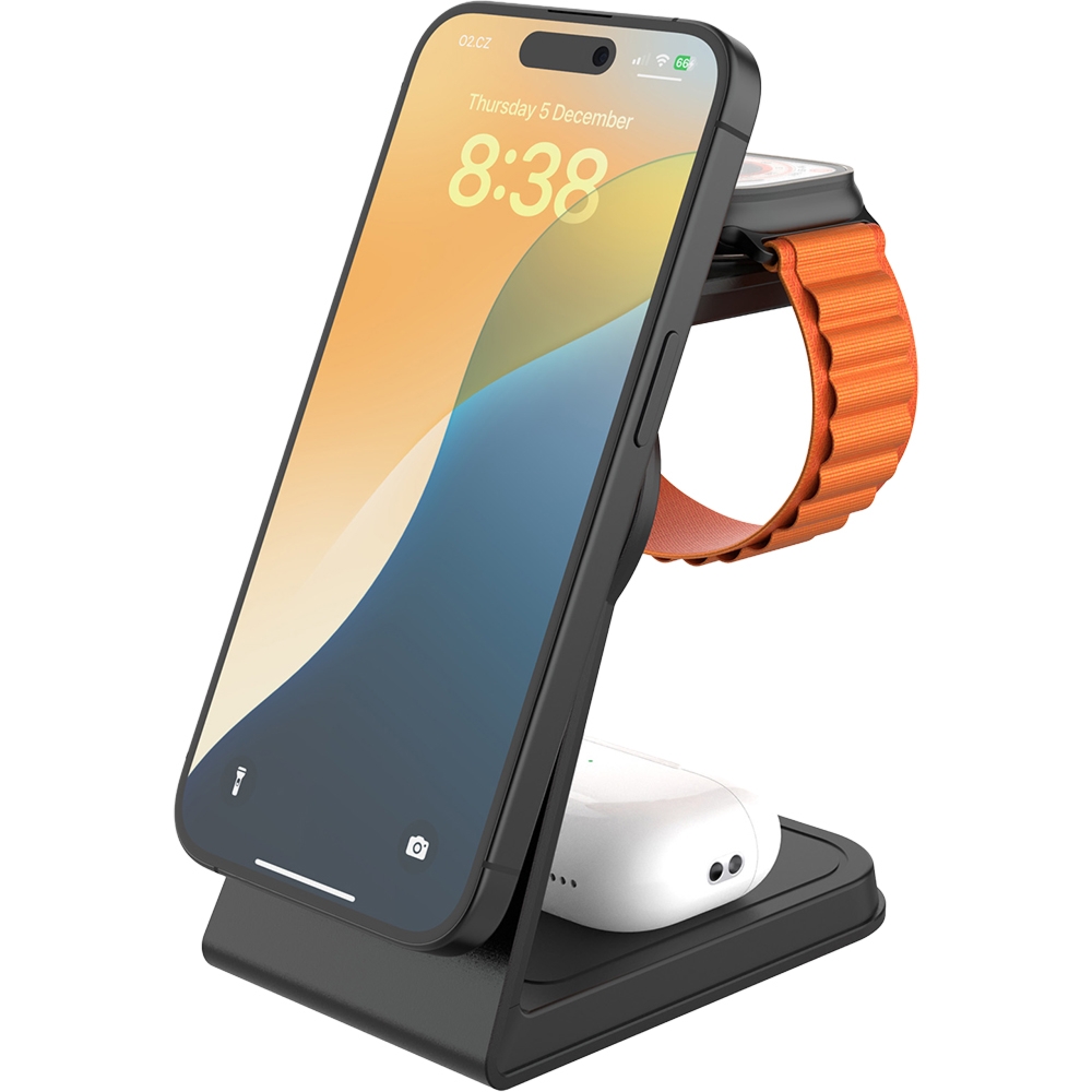 Ładowarka indukcyjna Fixed MagPowerstation Alu 3 do Apple, Qi2.2 25W do MagSafe, 33.5W, kabel USB-C, czarna