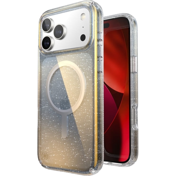 Etui Speck Presidio Lux MagSafe do iPhone 18 Pro Max / 17 Pro Max, niebieskie brokatowe