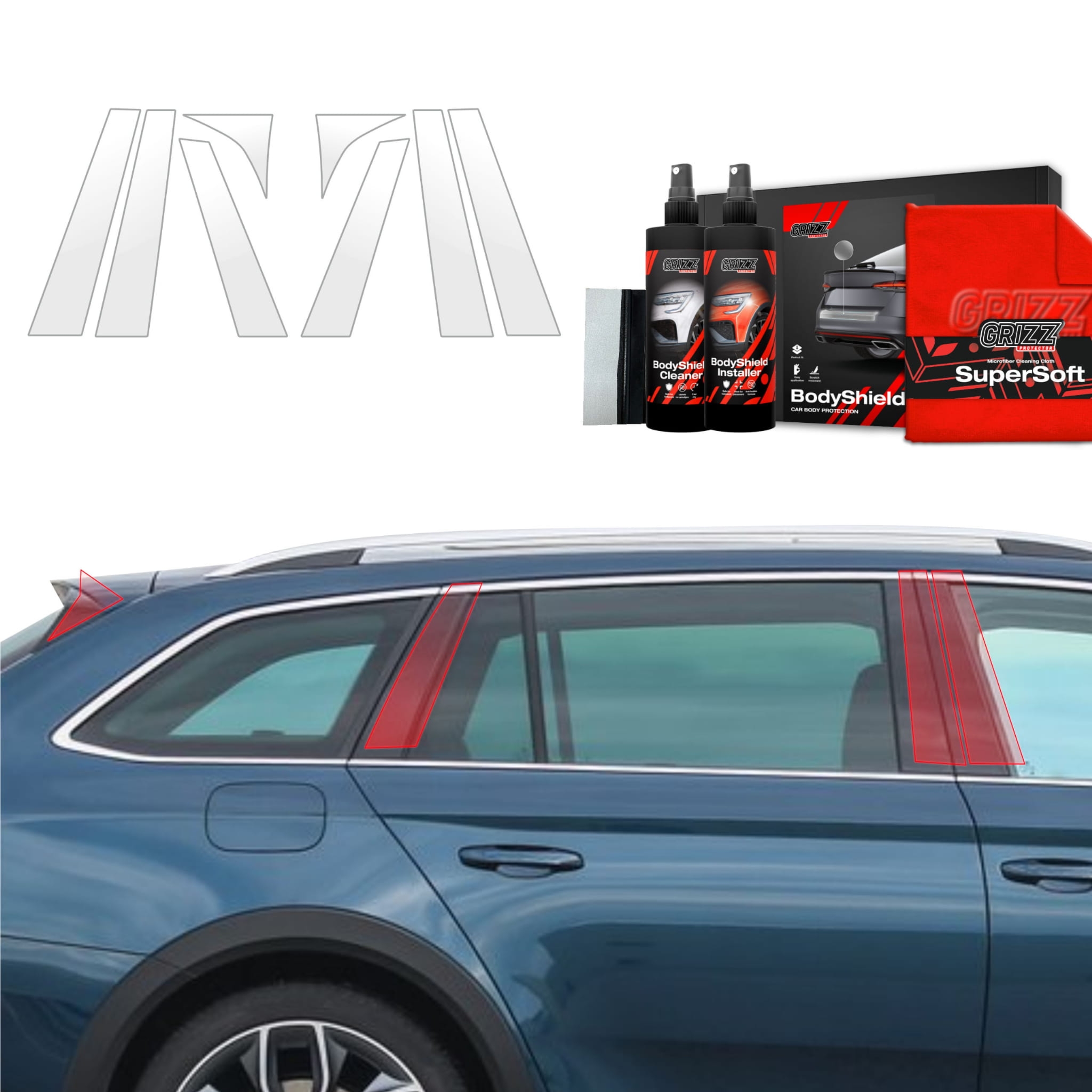 8w1 Folia ochronna na słupki Grizz Protector do Skoda Superb 3 Combi (2015-2019)