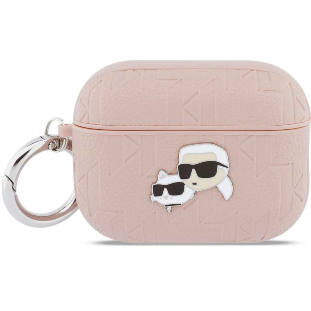 Etui Karl Lagerfeld Monogram Karl and Choupette Head do AirPods Pro 3, różowe