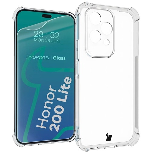 Image of Elastyczne etui + 2x folia na ekran Bizon Case Clear Pack do Honor 200 Lite, przezroczyste