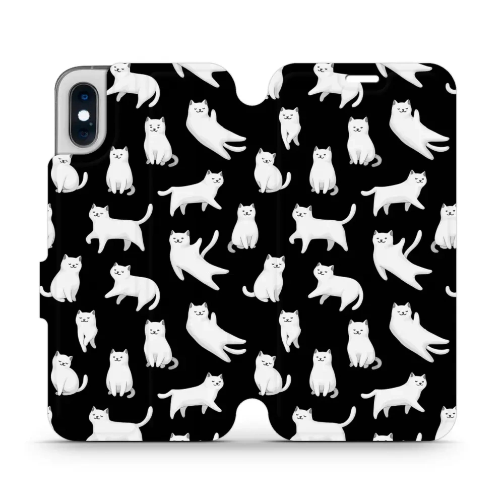 Etui z klapką do iPhone X, Mobiwear Book, kotki luna