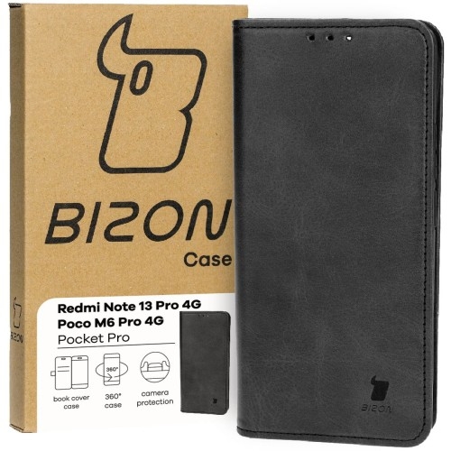 Image of Etui z klapką Bizon Case Pocket Pro do Xiaomi Redmi Note 13 Pro 4G / Poco M6 Pro 4G, czarne