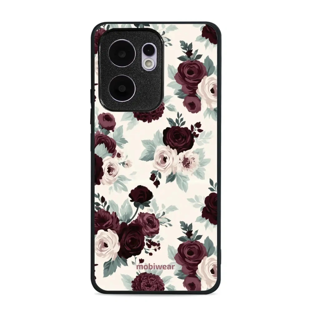 Etui ochronne do OPPO Reno13 F, Mobiwear Glossy Case, róże z szałwią na kremie