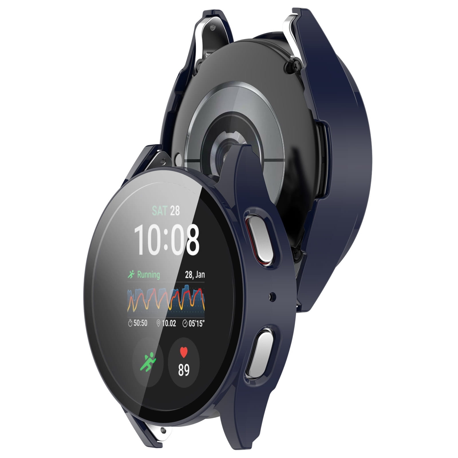 Etui ze szkłem do zegarka Bizon Case Watch Adamo do Galaxy Watch 7 40 mm, niebieskie