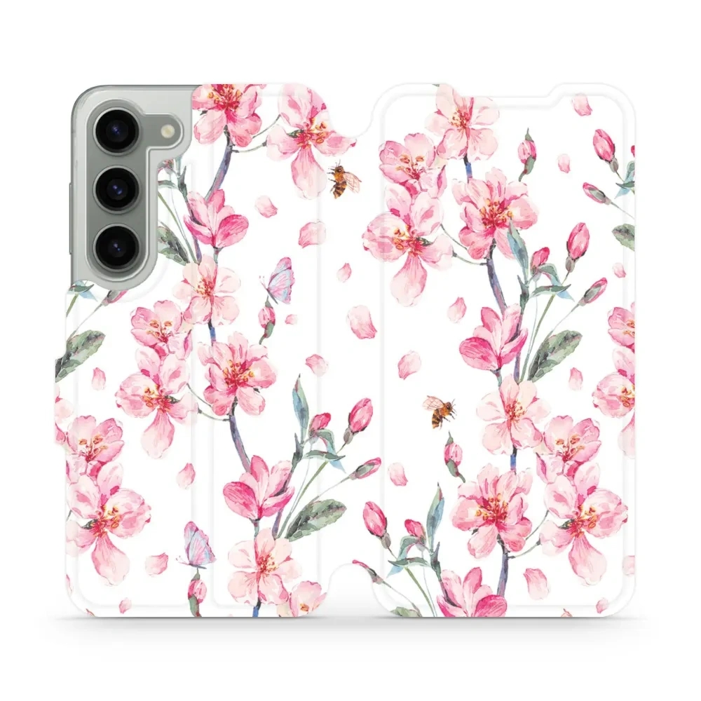 Etui z klapką do Galaxy S23, Mobiwear Book, różowa wiosna