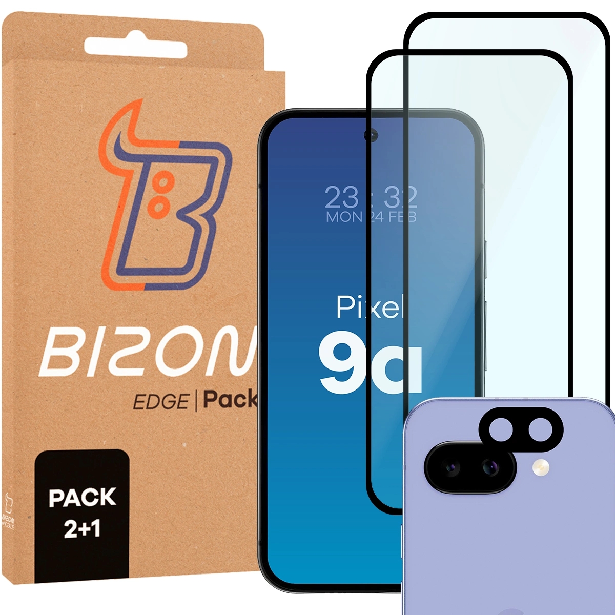 Image of 2x Szkło + szybka na aparat Bizon Edge 2 Pack do Pixel 9a