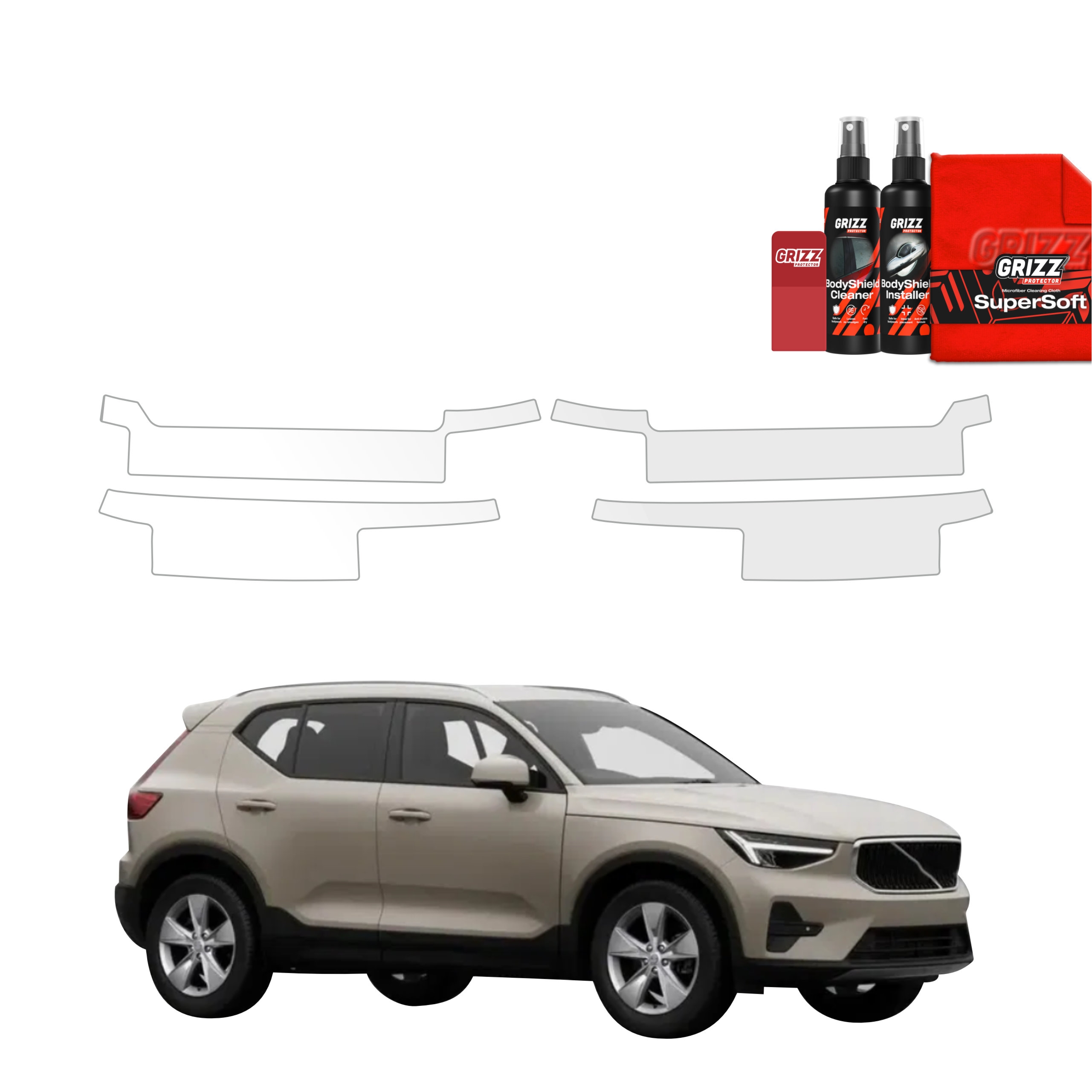 4w1 Bezbarwna folia ochronna Grizz Protector na progi z wycięciami Volvo XC40 (2022-2026)