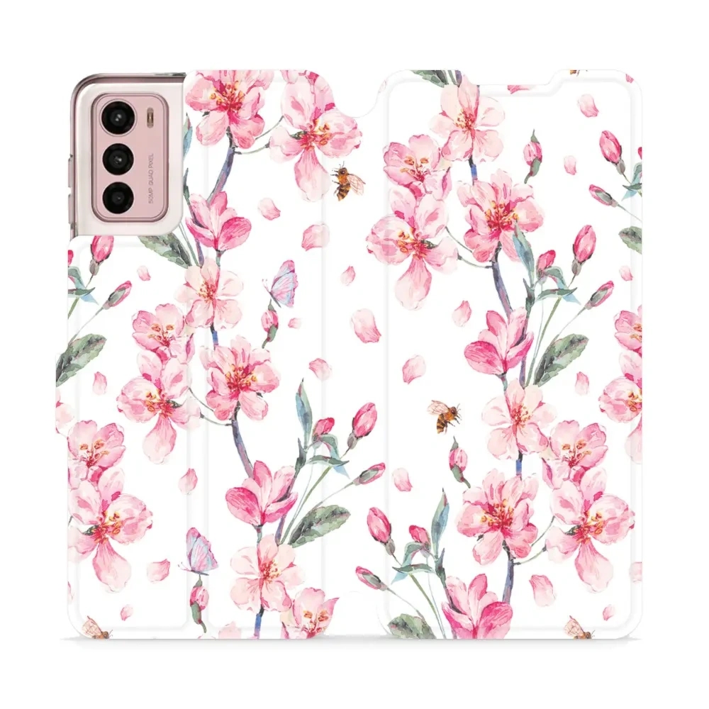 Etui z klapką do Motorola Moto G42, Mobiwear Book, różowa wiosna