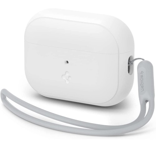 Image of OUTLET: Etui Spigen Silicone Fit do Apple AirPods Pro 2, białe + szary pasek