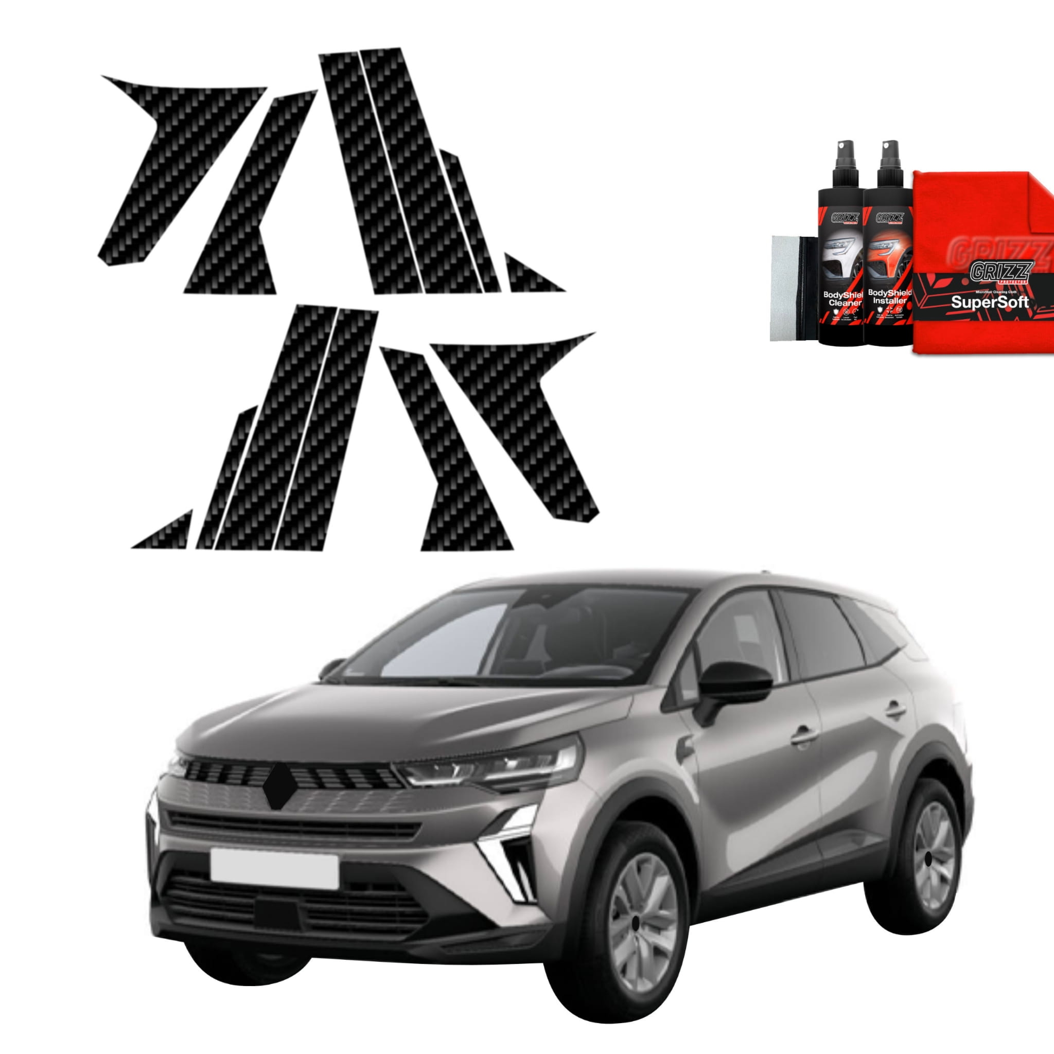 12w1 Folia karbonowa Grizz Protector na słupki do Renault Symbioz (2024-2026)