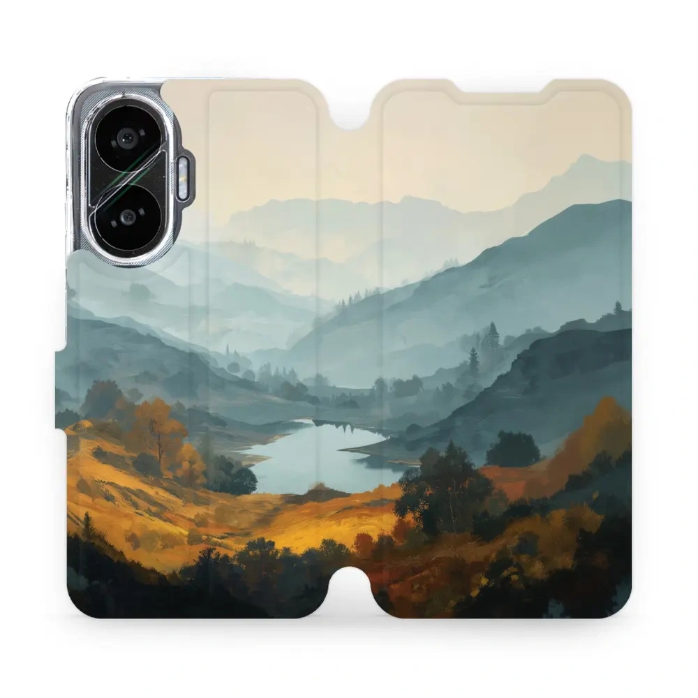 Etui z klapką do Xiaomi POCO F7, Mobiwear Book, jezioro w dolinie