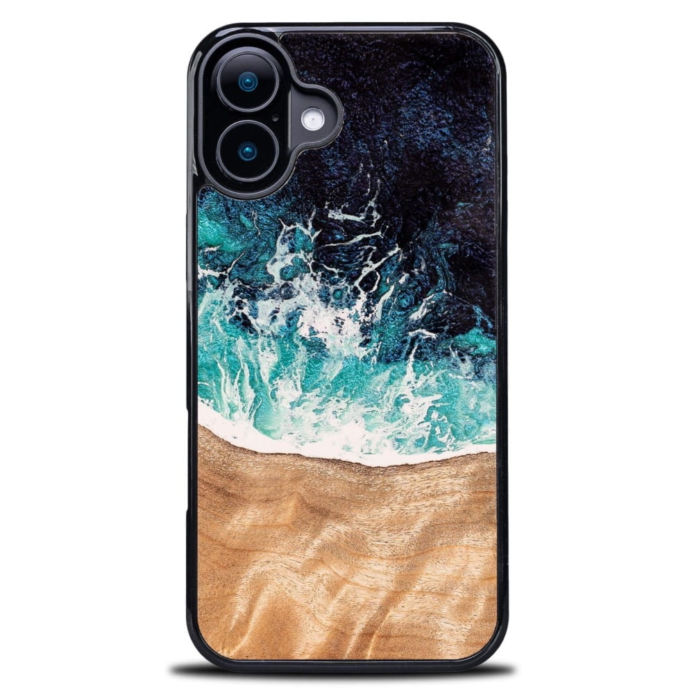 Drewniane etui do iPhone 16 Plus, Bewood Unique Dream Island, niebiesko-brązowe