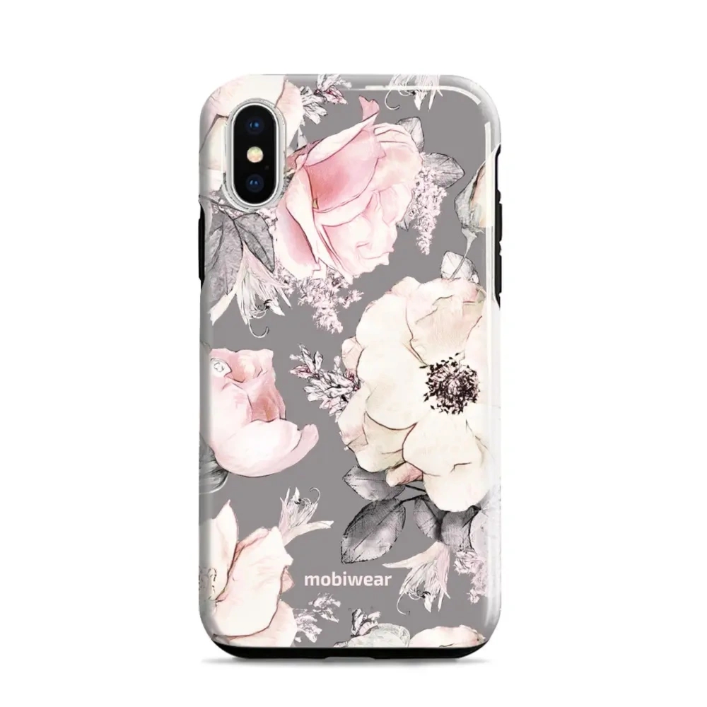 Etui ochronne do iPhone X, Mobiwear Elite Pro, różowo-kwieciste