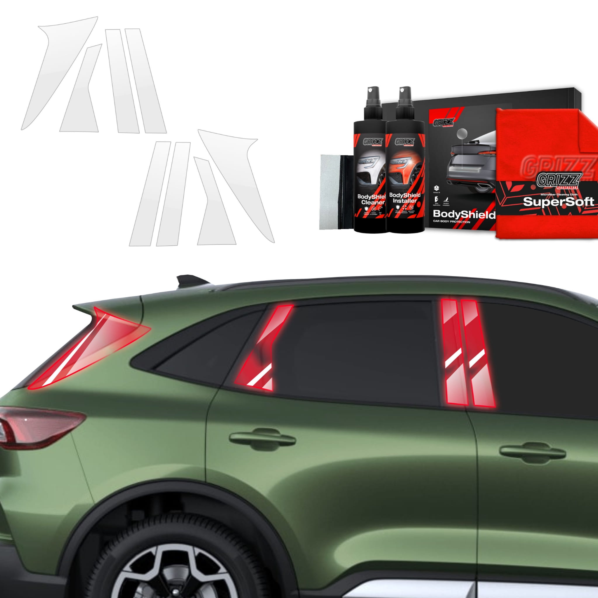 8w1 Folia ochronna Grizz Protector na słupki do Ford Kuga Titanium Facelift (2024-2026)