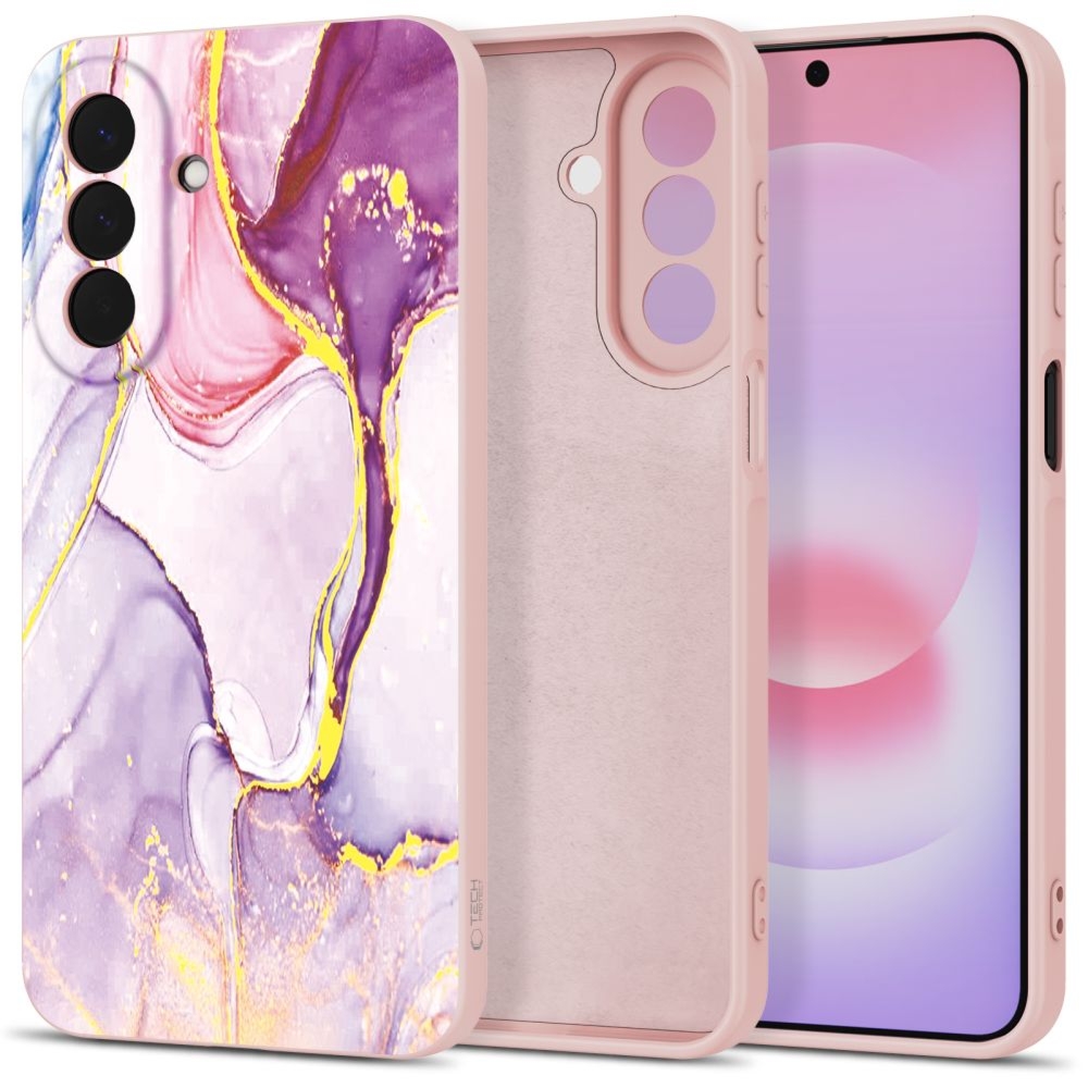 Etui silikonowe Tech-Protect Icon do Galaxy A27 5G, różowe z marmurowym wzorem