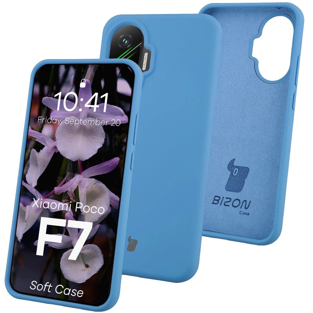 Silikonowe etui Bizon Soft Case do Xiaomi POCO F7, niebieskie
