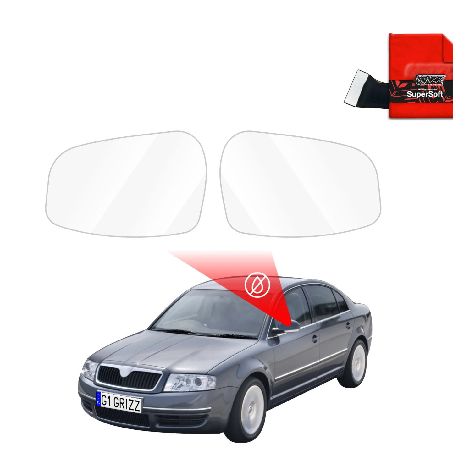 Folia przeciwdeszczowa Grizz Protector na lusterka do Skoda Superb Sedan (2001-2008)