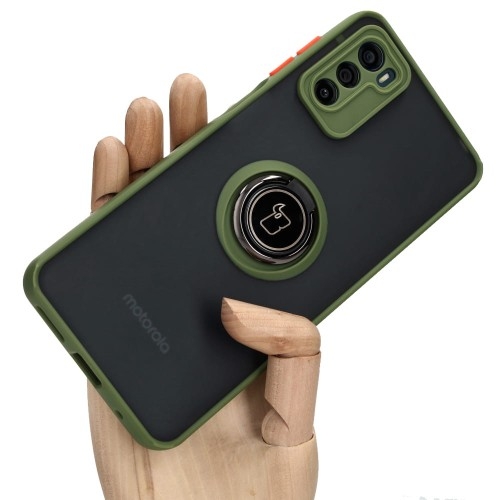 Image of Etui Bizon Case Hybrid Ring do Motorola Moto G42, jasnozielone