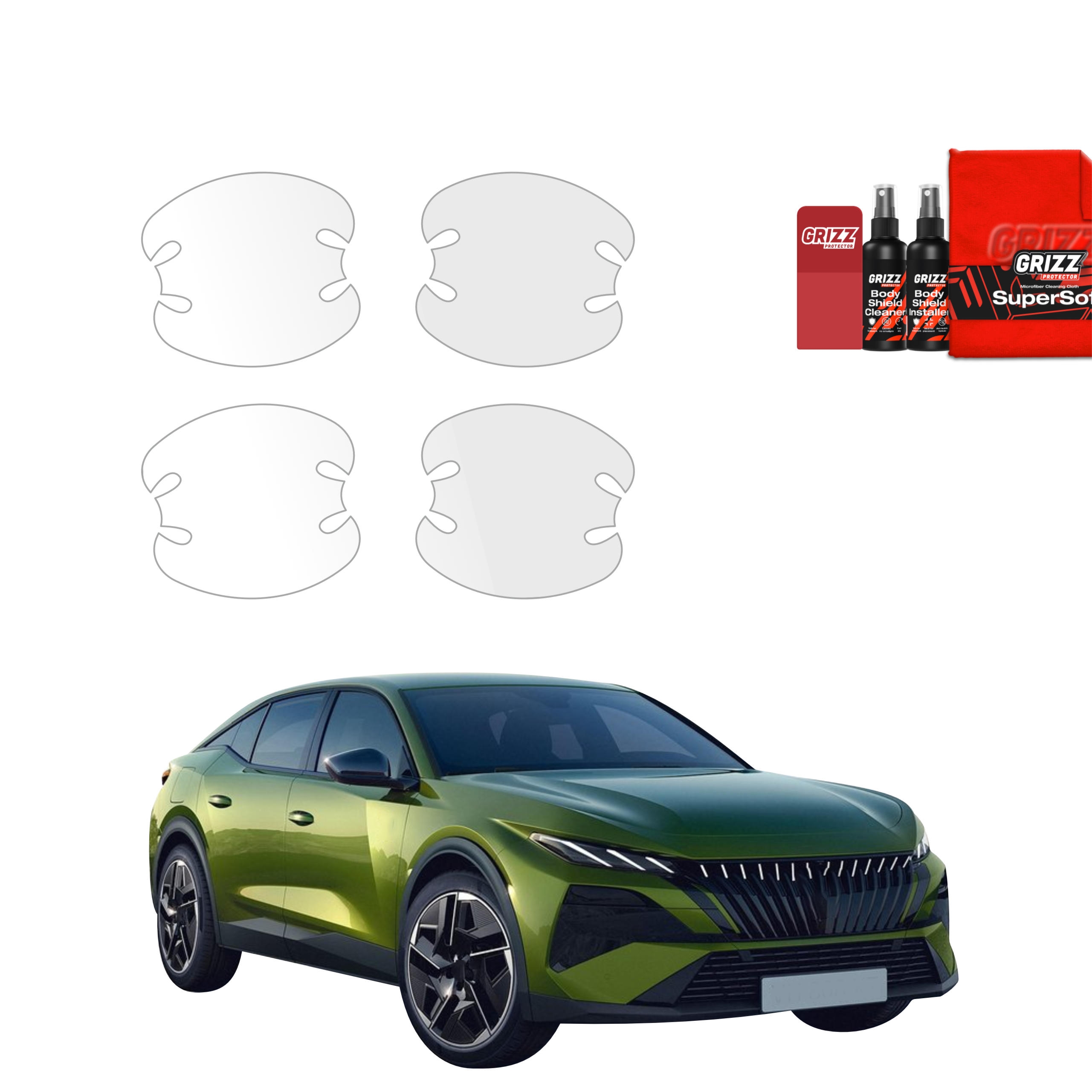 4w1 Bezbarwna folia ochronna Grizz Protector pod klamki Peugeot 408 GT (2026)