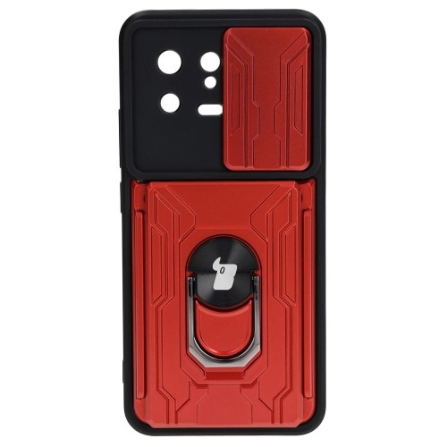 Image of Etui Bizon Case Camshield Card Slot Ring do Xiaomi 13, czerwone