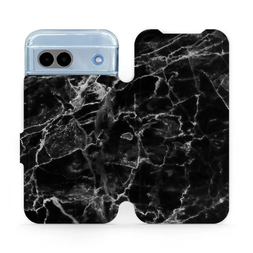 Etui z klapką do Google Pixel 8a, Mobiwear Book, czarny marmur