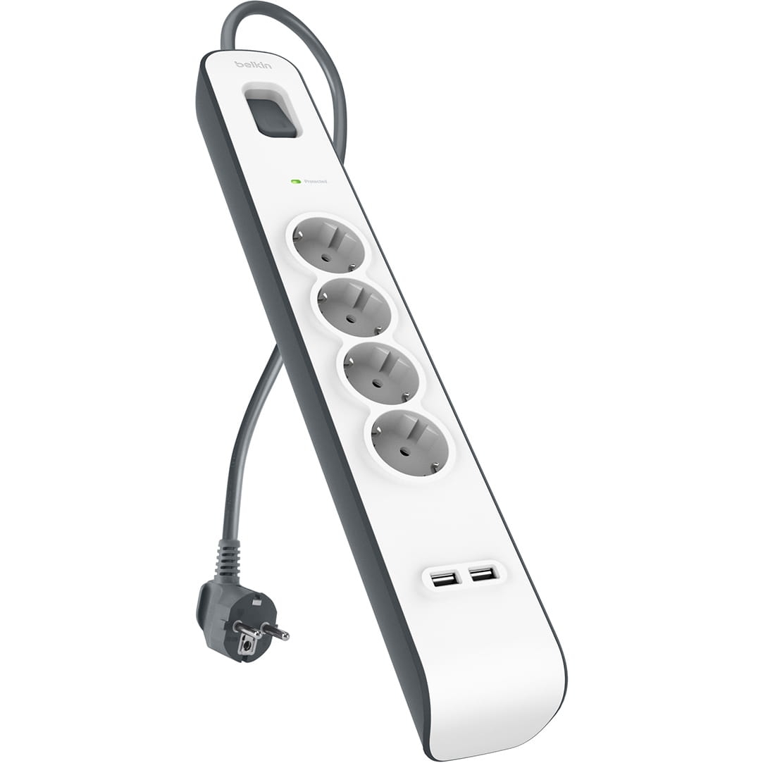 Image of Listwa antyprzepięciowa do 525J Schuko Belkin Connect BSV401VF2M-V2, 4x AC EU Schuko + 2x USB-A