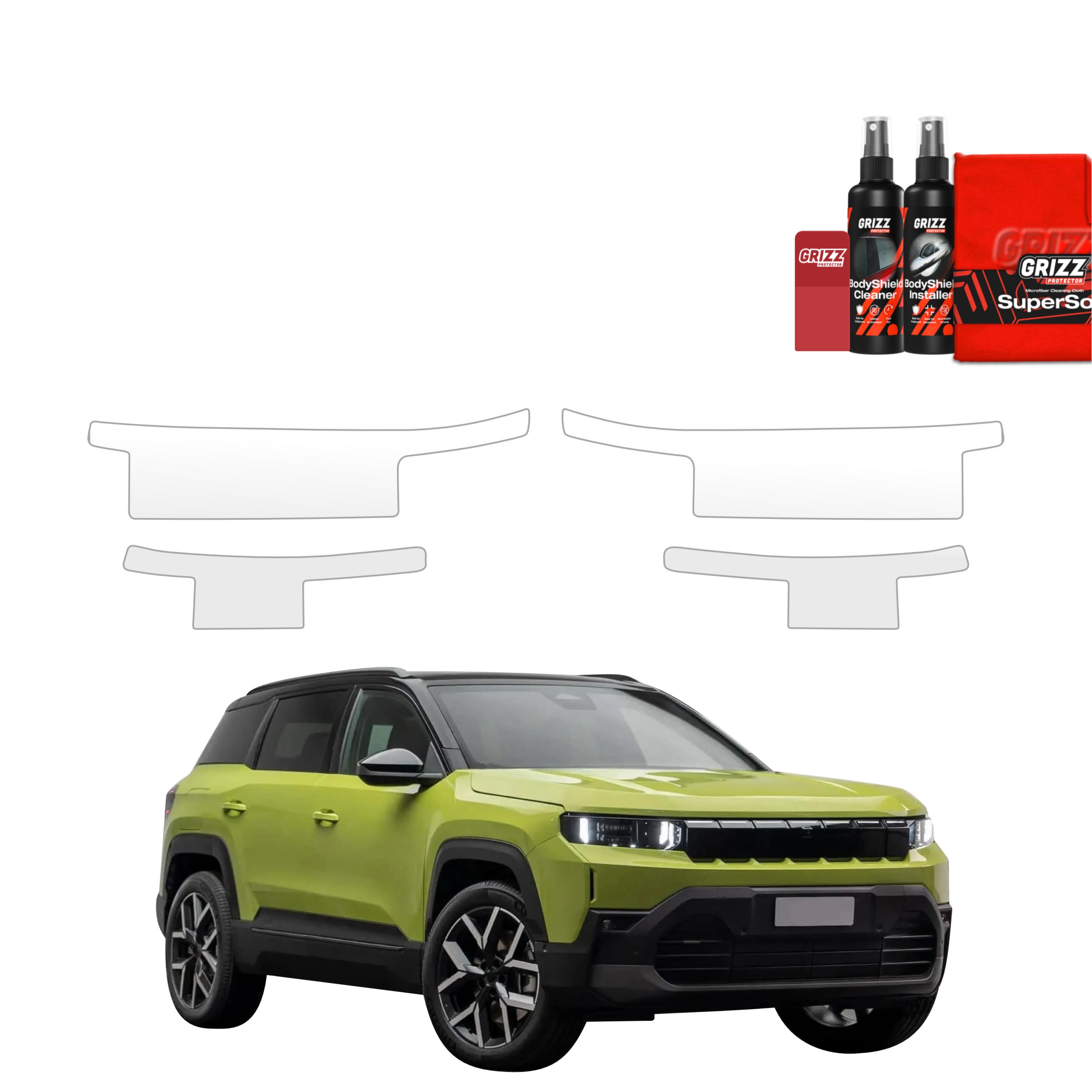 4w1 Bezbarwna folia ochronna Grizz Protector na progi Jeep Compass (2025-2026)