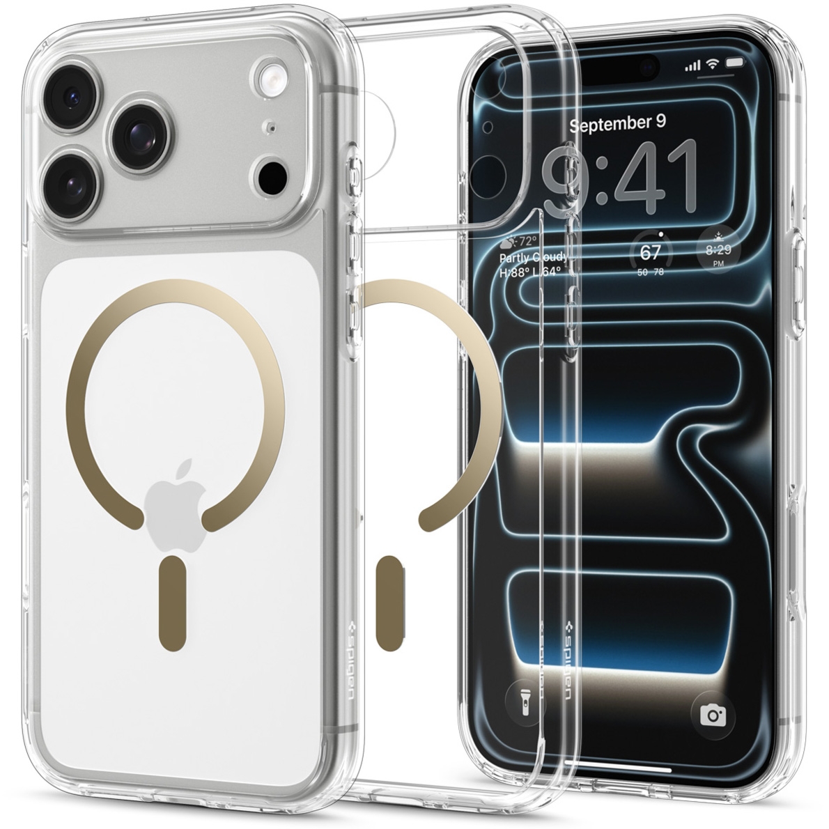 Etui Spigen Ultra Hybrid Mag do MagSafe do iPhone 18 Pro, przezroczysto-złote