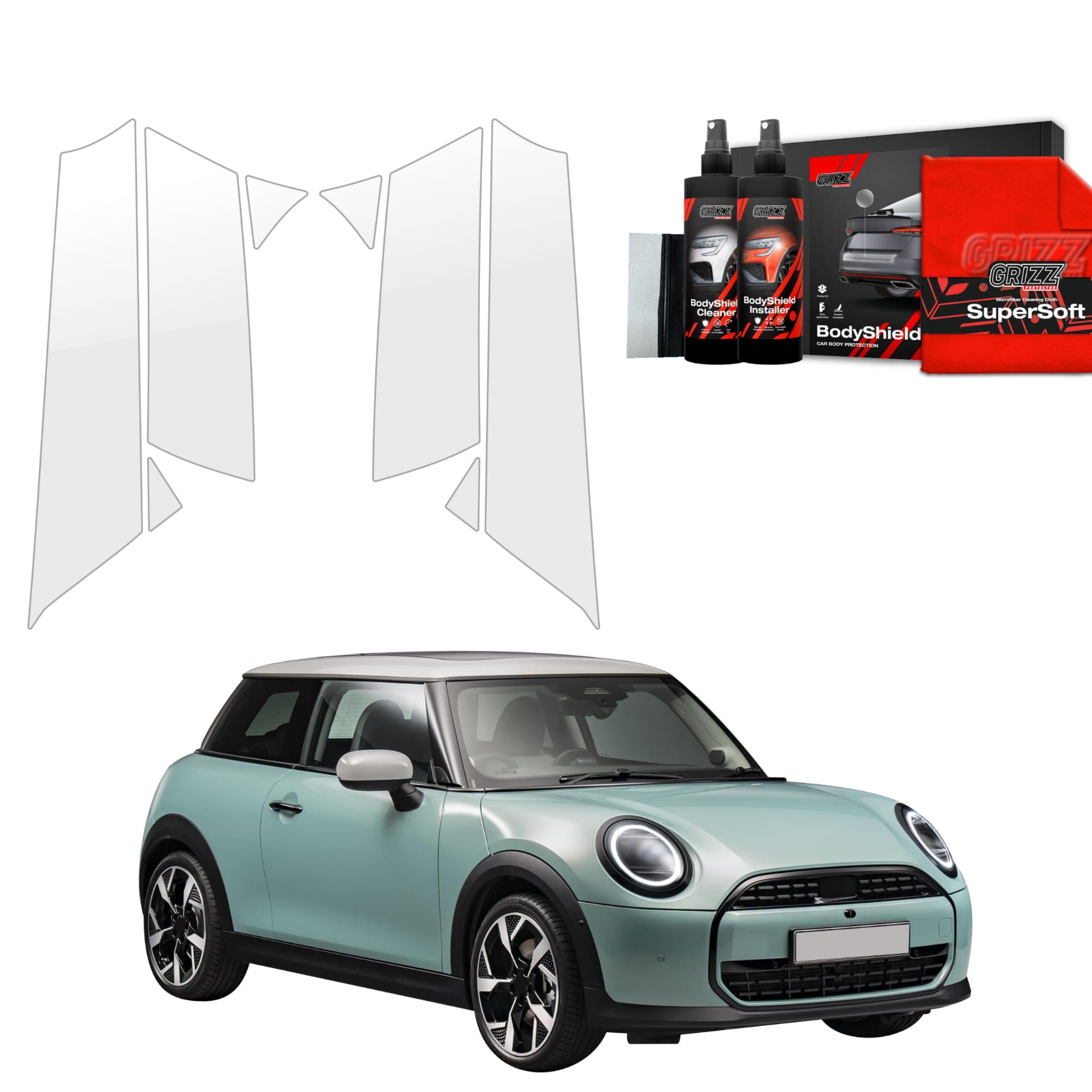8w1 Folia ochronna Grizz Protector na słupki do Mini Cooper S (2023-2026)