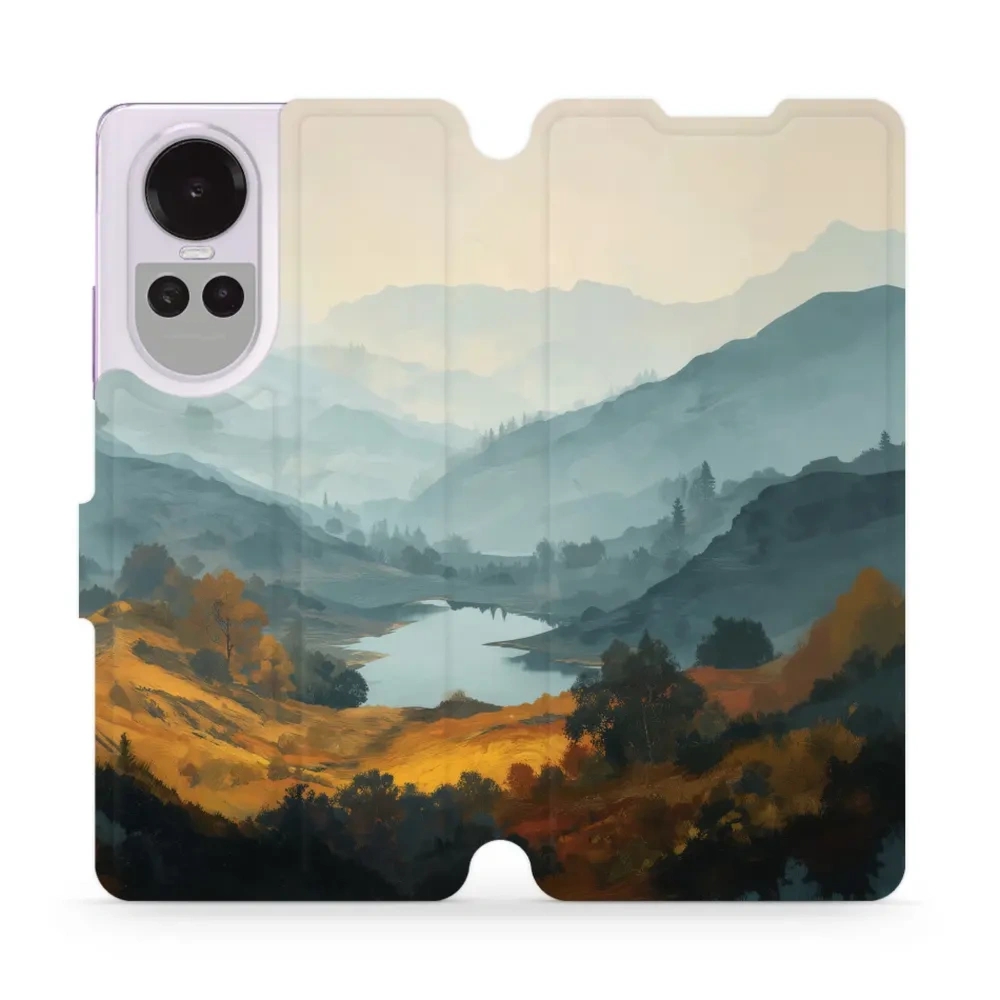 Etui z klapką do OPPO Reno10 Pro 5G, Mobiwear Book, jezioro w dolinie