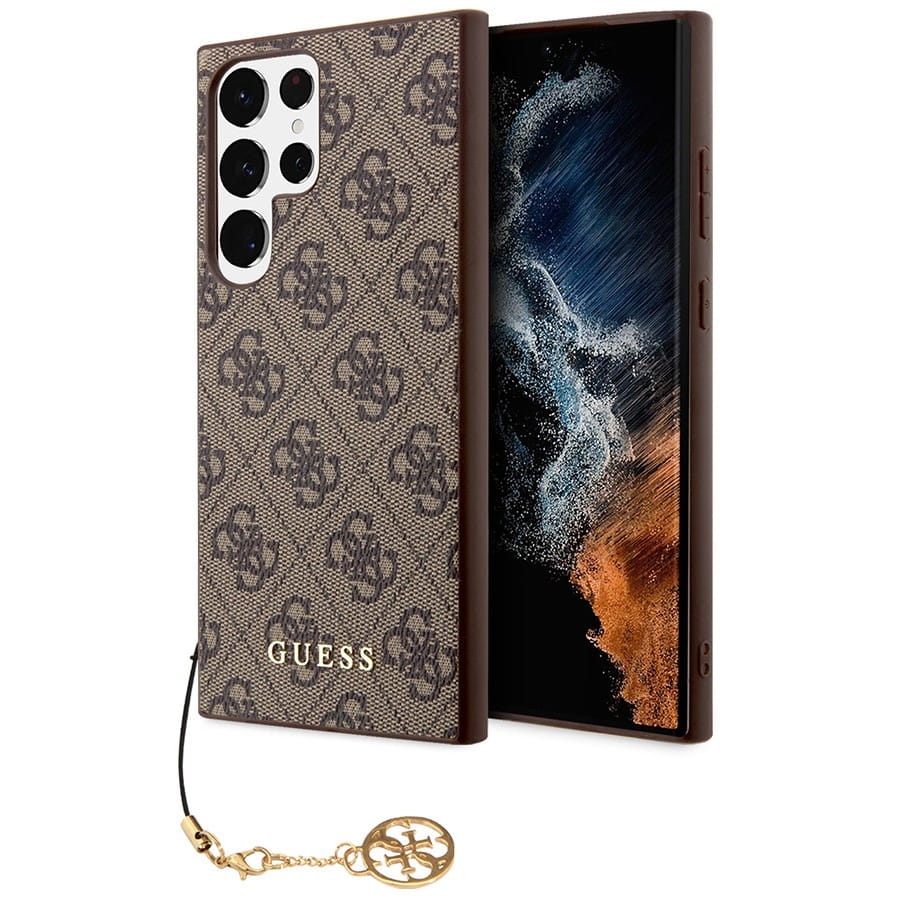 Image of Etui Guess 4G Charms Collection do Galaxy S24 Ultra, brązowe