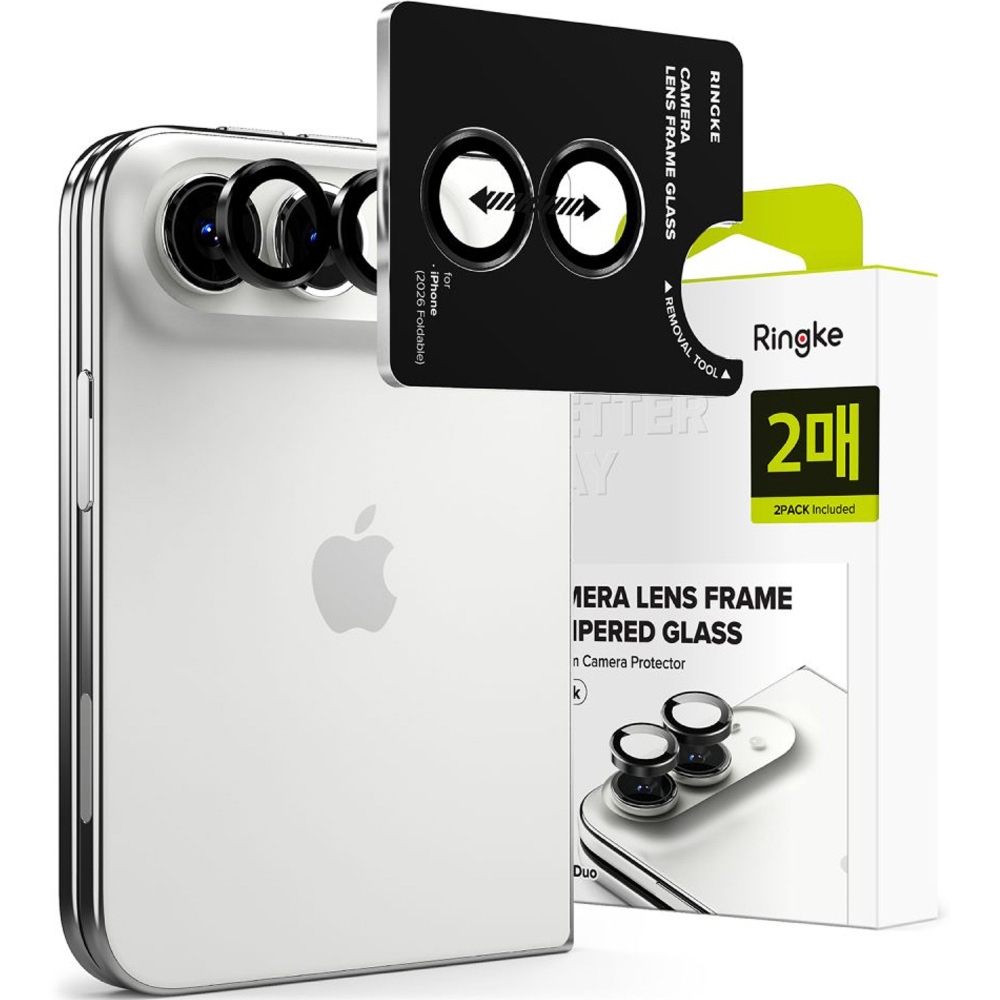 Nakładki na aparat Ringke Camera Lens Frame Glass do iPhone Duo, 2-Pack, czarne