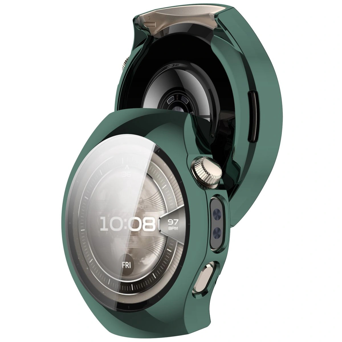 Etui z osłoną ekranu Bizon Case Watch Felipe do Huawei Watch 5 46mm, zielone