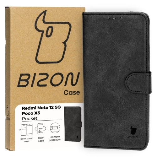 Image of Etui z klapką Bizon Case Pocket do Xiaomi Redmi Note 12 5G / Xiaomi Poco X5, czarne