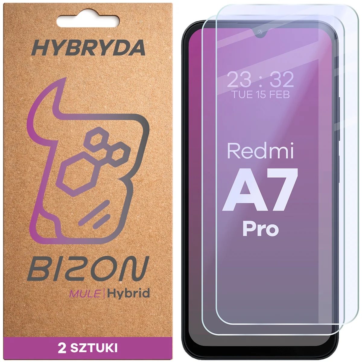 Elastyczne szkło hybrydowe Bizon Hybrid Mule Duo do Xiaomi Redmi A7 Pro 4G, 2 sztuki