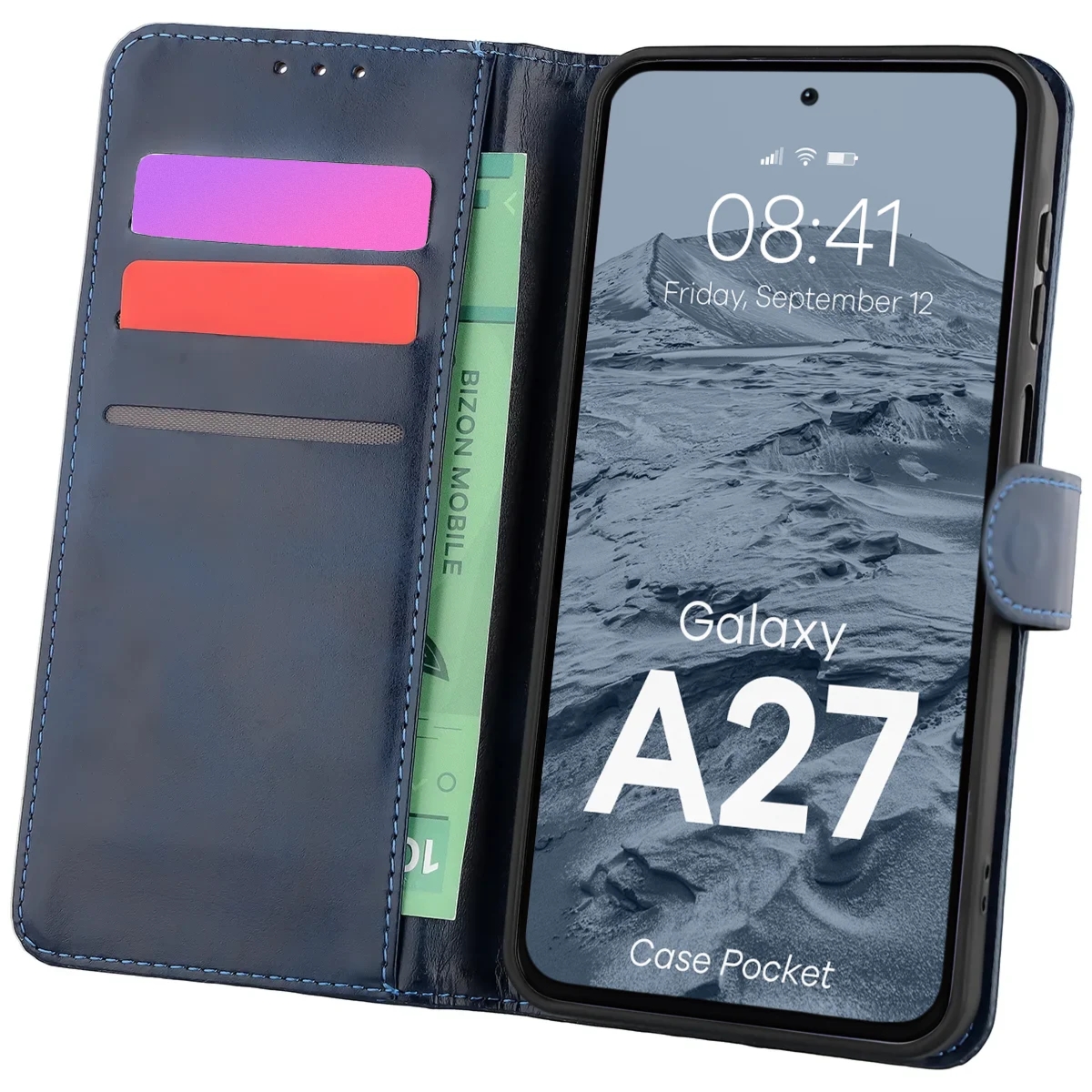 Etui z klapką Bizon Case Pocket do Galaxy A27 5G, granatowe