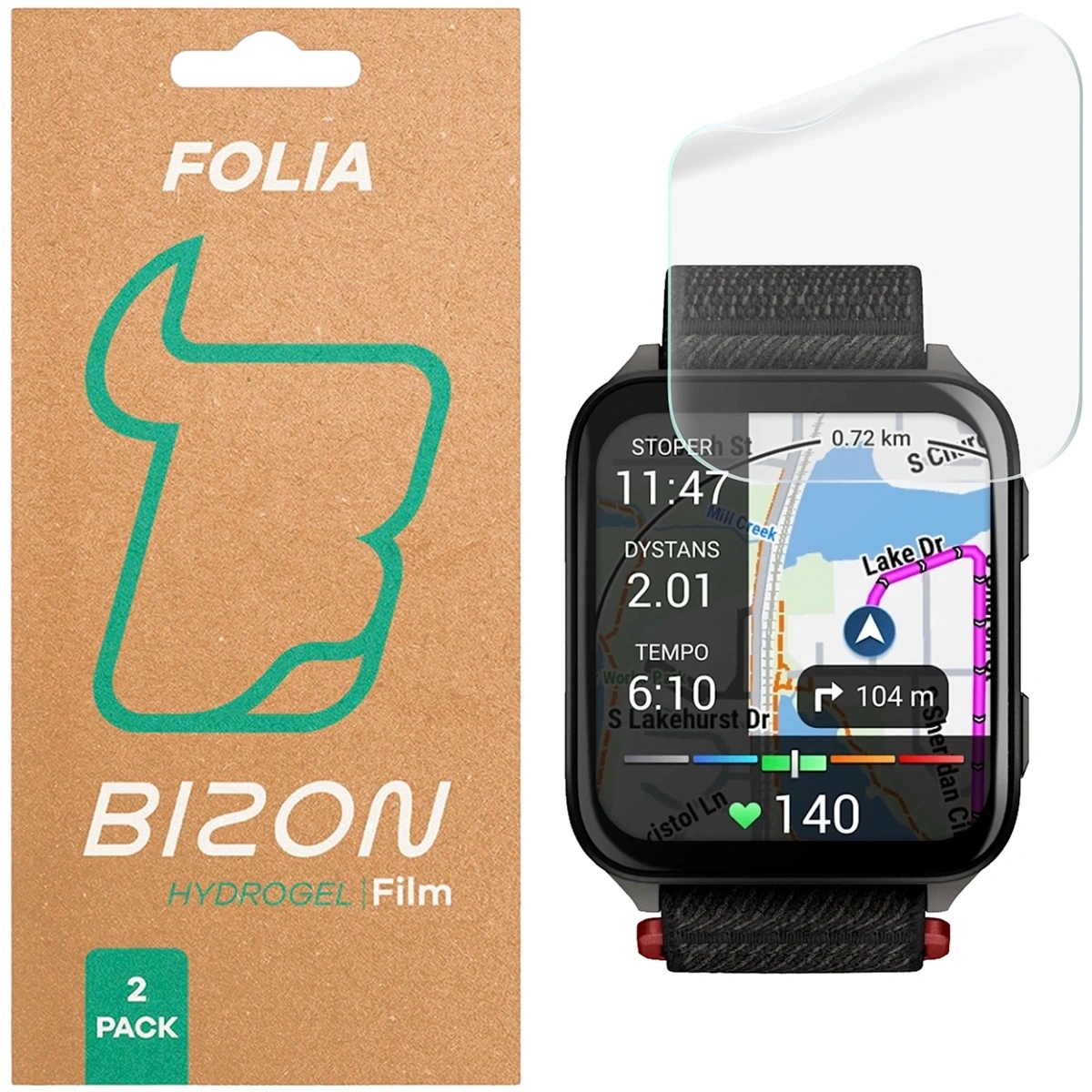 Folia hydrożelowa na ekran Bizon Watch Film Hydrogel Duo do Garmin Venu X1, 2 sztuki