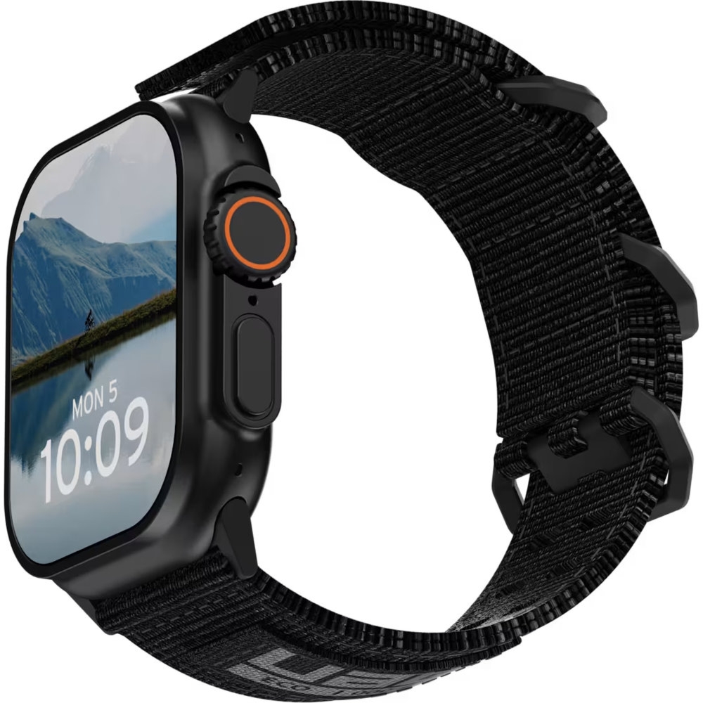 Pasek UAG Metropolis do Apple Watch 44/45/46/49 mm, czarny z czarną klamrą