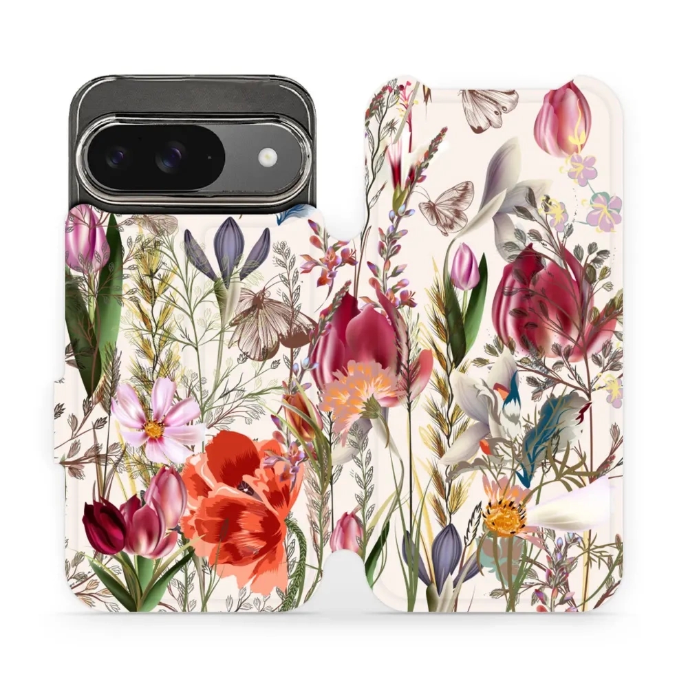 Etui z klapką do Google Pixel 9, Mobiwear Book, bukiet kwiatów