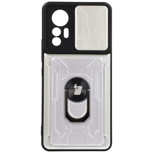 Image of Etui Bizon Case Camshield Card Slot Ring do Xiaomi 12 Lite, białe