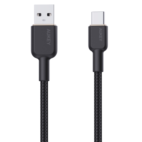 Image of Kabel nylonowy Aukey USB-A do USB-C, QC, 60W, 480Mbps, 1m, czarny