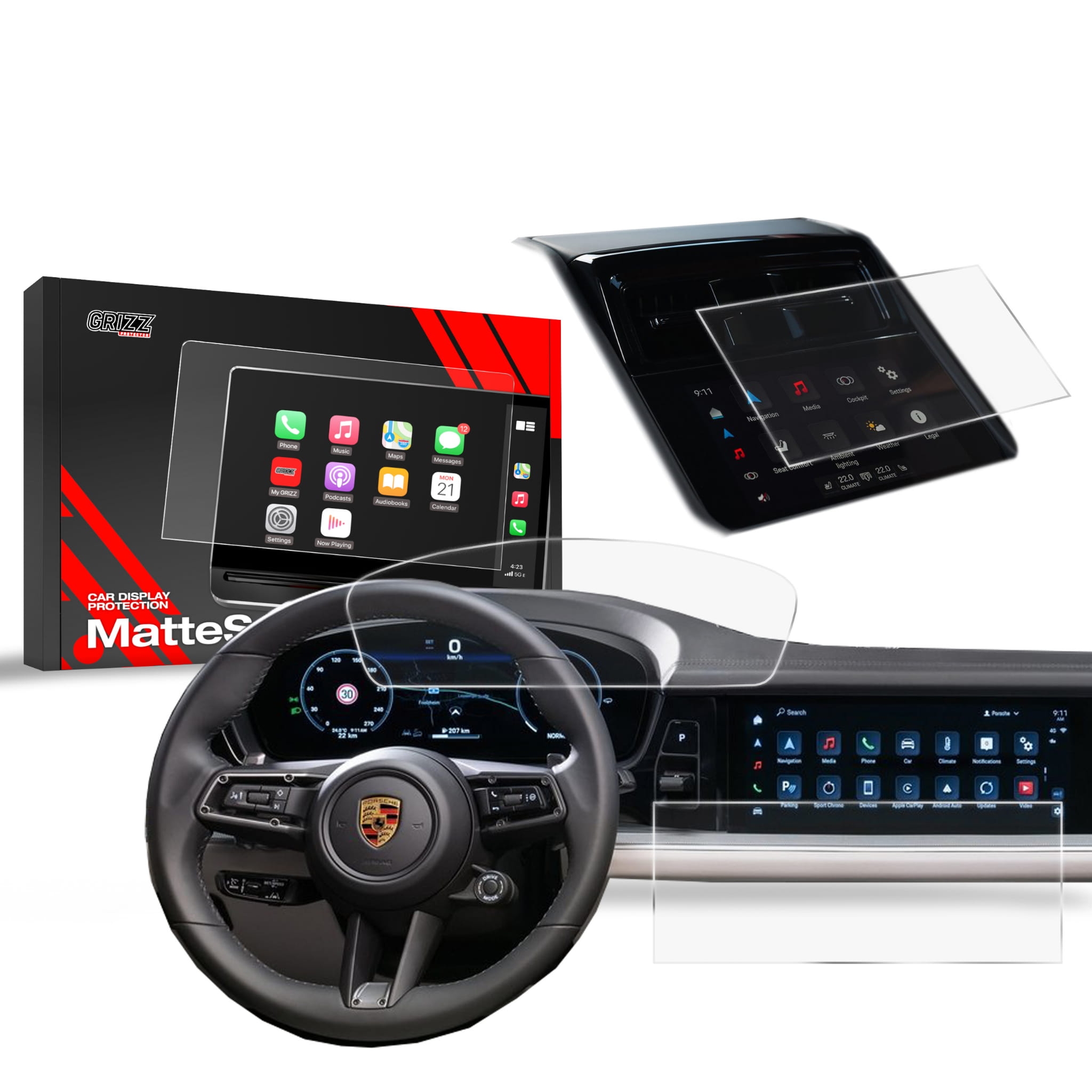 Image of Folia matowa 3w1 Grizz Protector do Porsche Panamera 3 12,3" (2024)