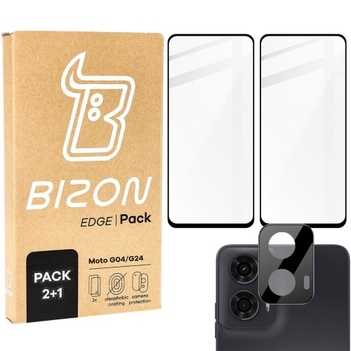 Image of 2x Szkło + szybka na aparat Bizon Edge 2 Pack do Motorola Moto G04/G24