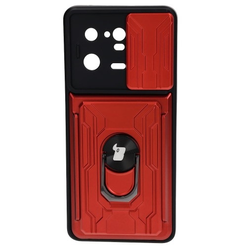 Image of Etui Bizon Case Camshield Card Slot Ring do Xiaomi 13 Pro, czerwone