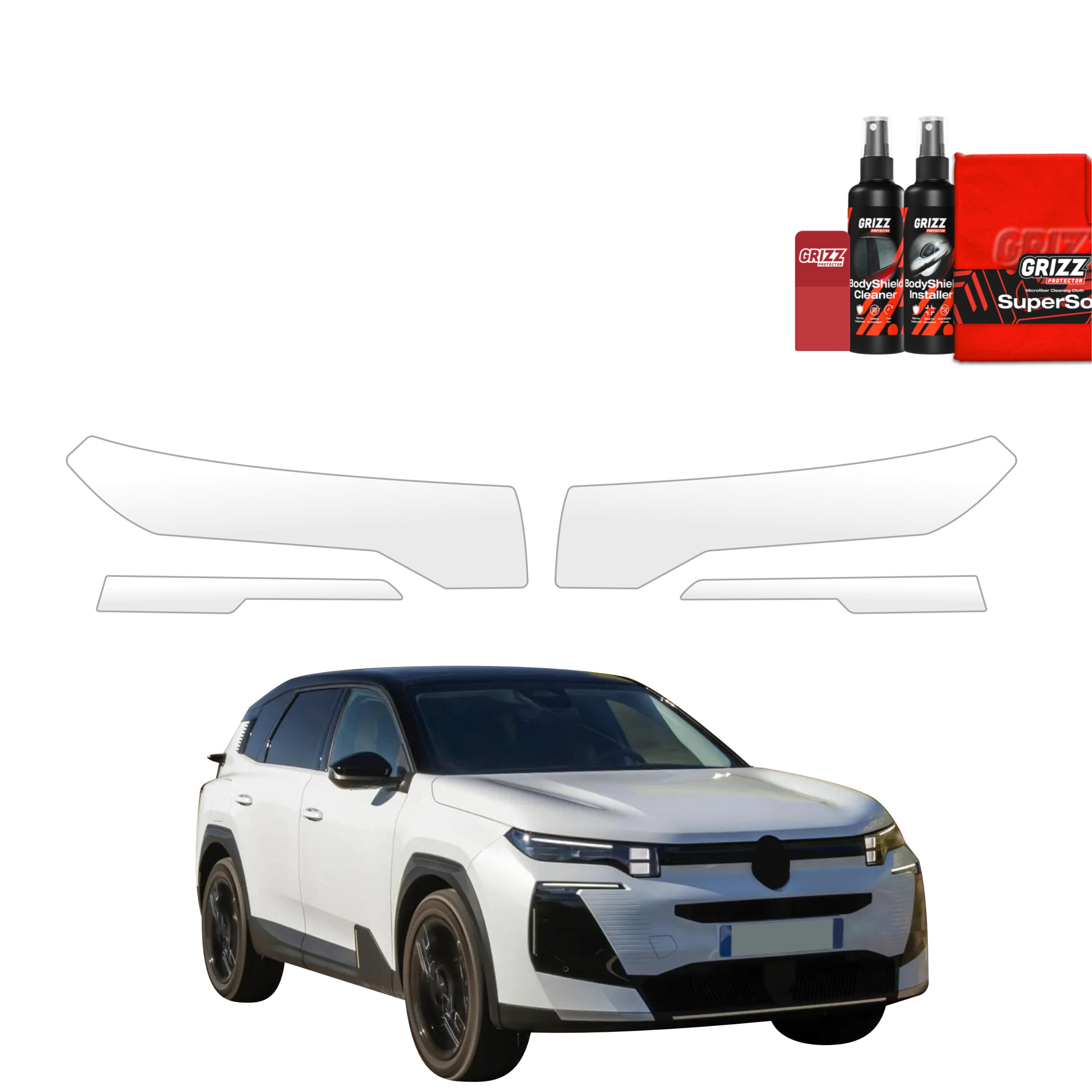 4w1 Bezbarwna folia ochronna Grizz Protector na lampy Citroen C5 Aircross (2025-2026)